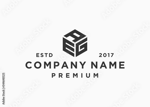 AEG,GAE,GEA,EAG letters hexagon logo design vector illustration template