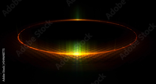 Glow swirl light effect. Circular lens flare. Abstract rotational lines. Power energy element. Luminous sci-fi. Shining neon lights. Magic arena. Swirl trail effect. Glint scene. Dynamic ellipse.