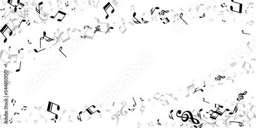 Music notes flying vector background. Melody