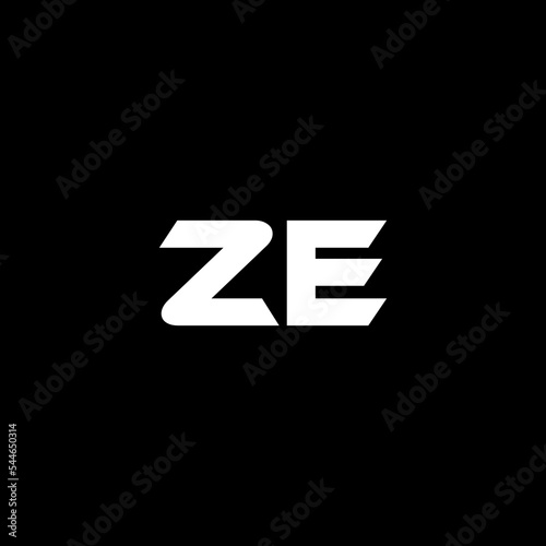 ZE letter logo design with black background in illustrator, vector logo modern alphabet font overlap style. calligraphy designs for logo, Poster, Invitation, etc.