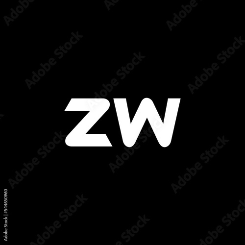 ZW letter logo design with black background in illustrator, vector logo modern alphabet font overlap style. calligraphy designs for logo, Poster, Invitation, etc.