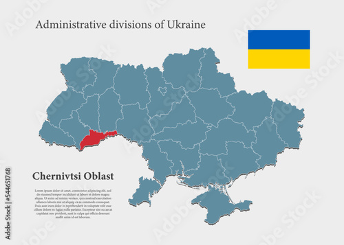 Vector map Ukraine and Chernivtsi oblast