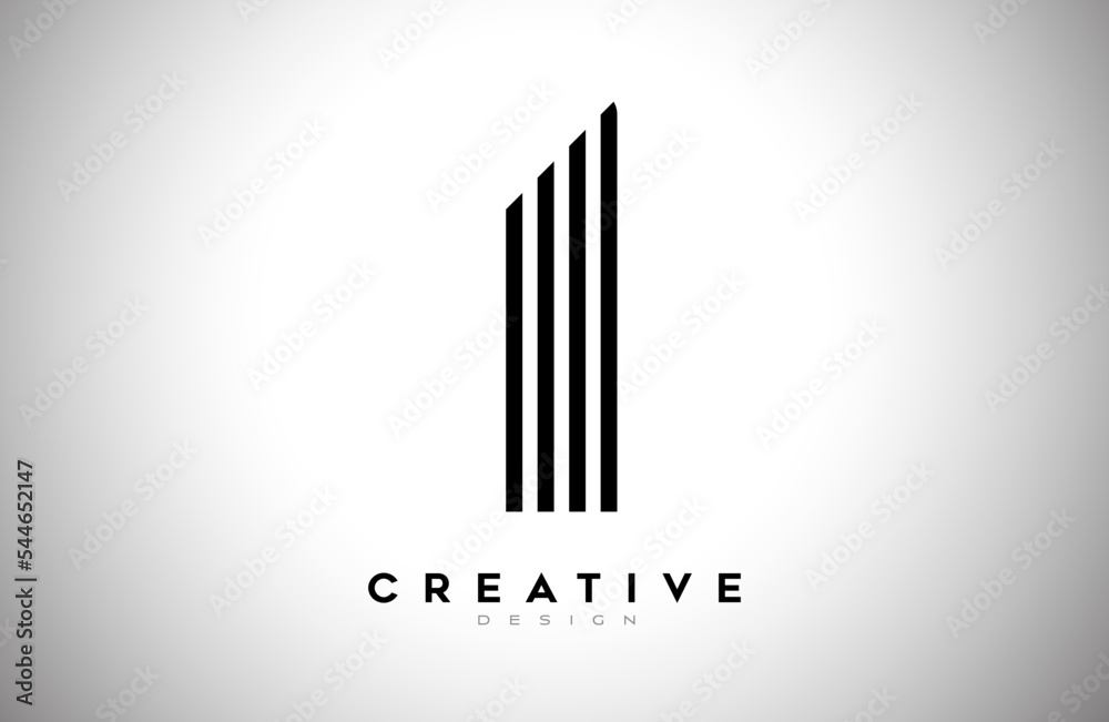 Lines Letter I Logo with Black Lines and Monogram Creative Style Design Vector Lines Letter I Logo with Black Lines and Monogram Creative Style Design Vector