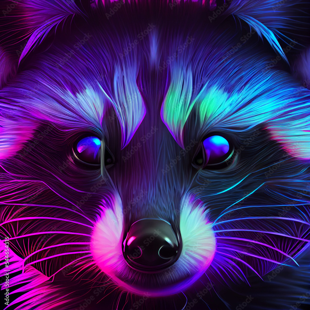 Psychedelic UV Neon Raccoon Trash Panda