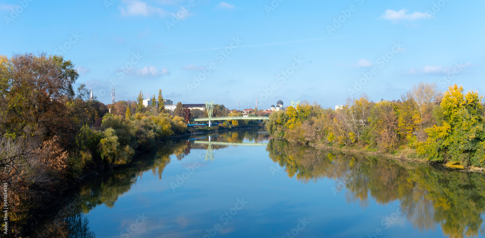 Arad,Arad Romania - 11.13.2022: Bridge over the river Mures