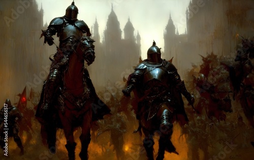 knight army, fantasy warriors, digital illustration.