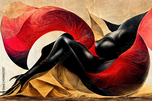 abstract red and black woman body   