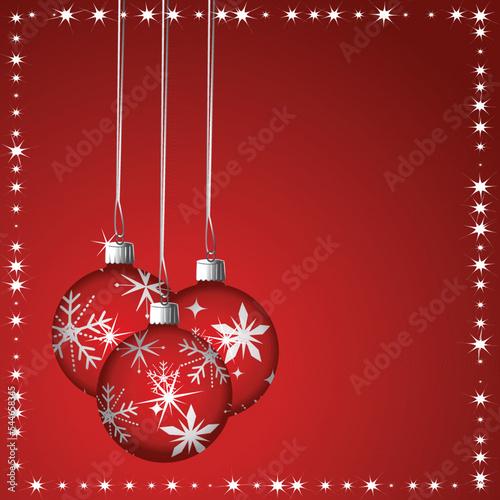 Red and silver greeting card. Christmas or New Year template. Vector illustration.
