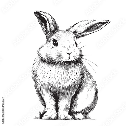 Cute rabbit hand drawn sketch.Vector illustration.
