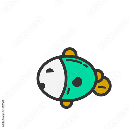 flat underwater habitat icon of Fish