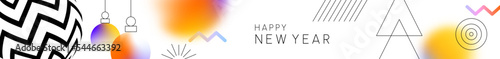 Happy New Year colorful light blur ornament banner