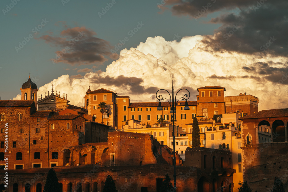 Roman Buildings - Sunset Cloud Sky - Rome Italy