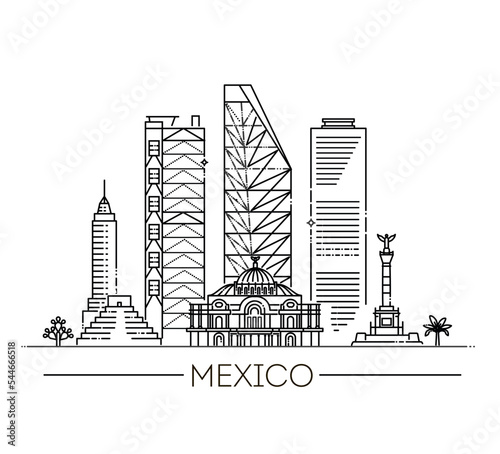 Mexico city skyline on a white background