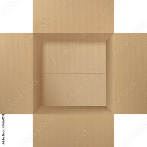 Open cardboard box top view