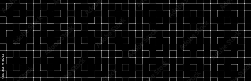 Net texture pattern on black background. Net texture pattern for backdrop and wallpaper. Realistic net pattern with white squares. Geometric background, vector illustration
