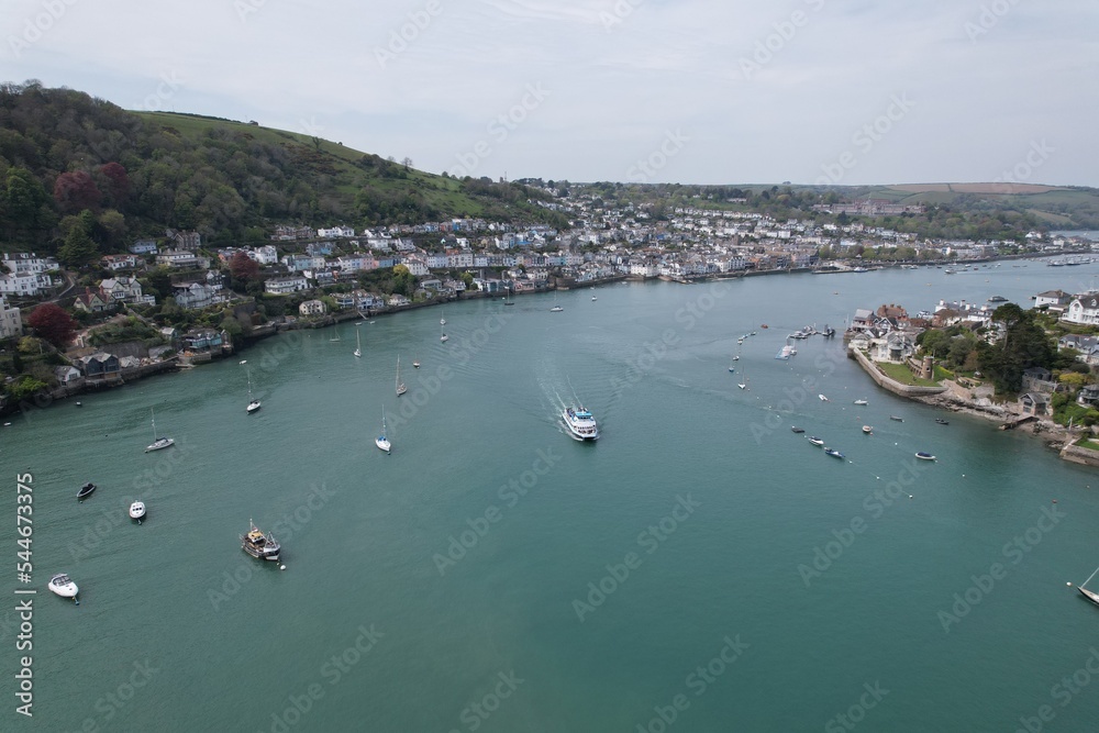 Dartmouth town Devon England drone aerial view ..