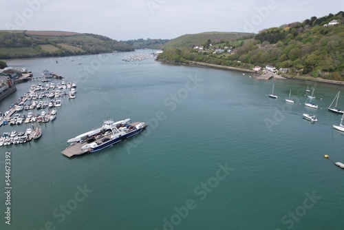 Dartmouth Devon lower car ferry England drone aerial view high point of view