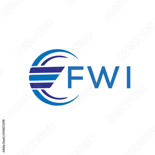 FWI letter logo. FWI blue image on white background. FWI vector logo design for entrepreneur and business. FWI best icon. photo