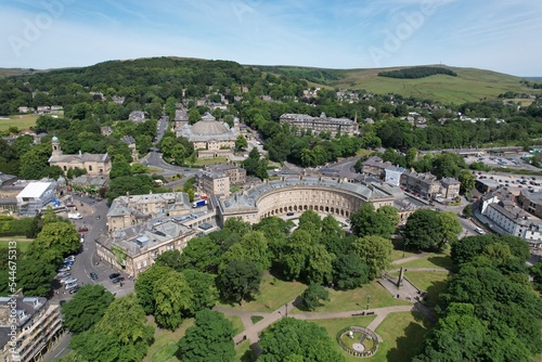 Canvas Print Buxton town Derbyshire peak district UK drone aerial view