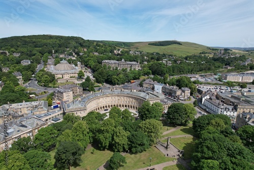 Fotografie Buxton town Derbyshire peak district UK drone aerial view