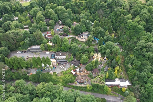  Gulliver's Kingdom,  Matlock Bath UK drone aerial view. photo