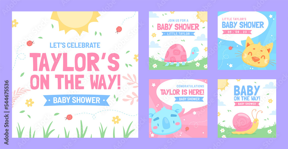 Baby shower template with background illustrated Baby shower template with background illustrated
