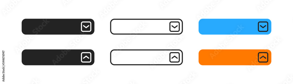 Drop down menu icon on white background. List bar. Navigation element ...