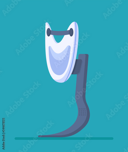 Vector illustration of a prosthetic leg. A prosthetic leg for a man. Model. Manufacturing. Help for people with health problems. Different prosthetic leg.