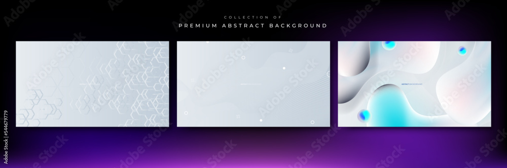 Set of white abstract on gray background