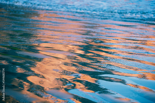 Detail of reflections in the water at sunrise.