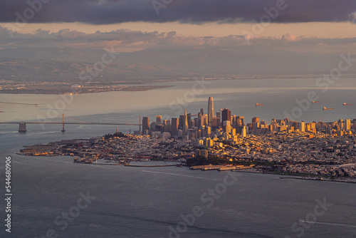 San Francisco Skyline at Sunset Aerial Photography
