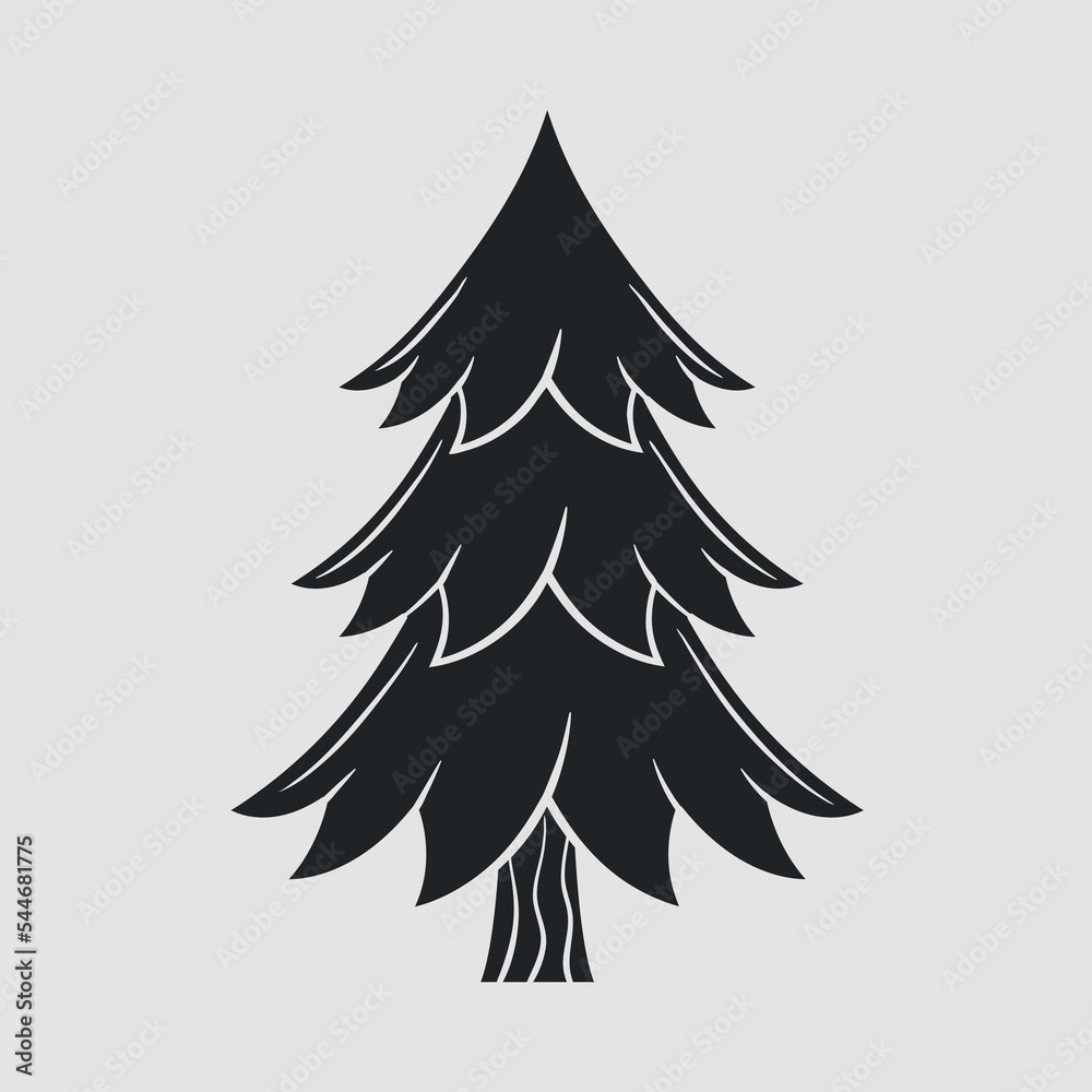 Obraz premium Pine Tree icon isolated on white background. Element for logo, label, emblem. Design element for logo, poster, emblem, greeting card, flyer. Vector illustration