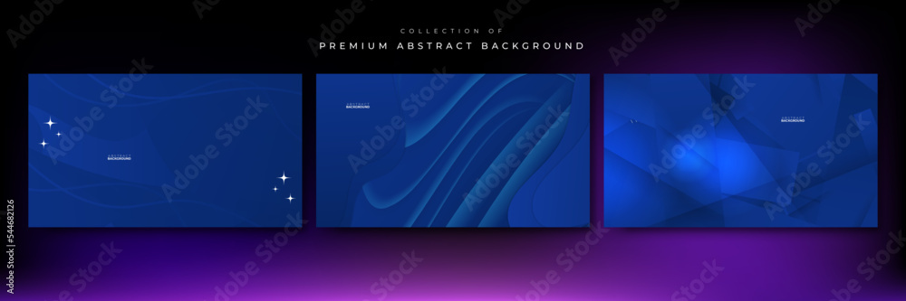 Set of abstract dark blue background