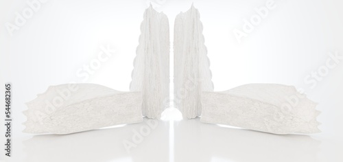 Obraz na płótnie Luxury white abstract architectural minimalistic background. Contemporary showroom. Modern exhibition stand. Empty gallery. Backlight. Polygonal Graphic Design. 3D illustration and rendering. w salonie