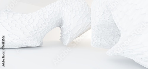 Obraz na płótnie Luxury white abstract architectural minimalistic background. Contemporary showroom. Modern exhibition stand. Empty gallery. Backlight. Polygonal Graphic Design. 3D illustration and rendering. w salonie