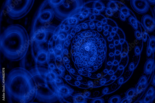 Fototapeta Naklejka Na Ścianę i Meble -  Light Trail Swirl. Abstract Circular Light Painting. Blue shiny spiral wave. line twirl. Glittering wavy trail. Swirling dynamic neon circle. Rotating speed ring. Magic whirlwind with flare sparkles
