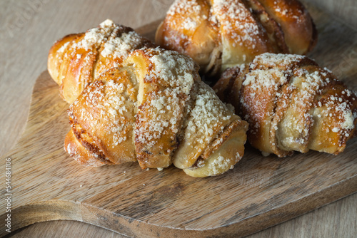 Fresh traditional polish pastry with poppy-seed filling and nuts. St. Martin's croissant, Rogal marciński or świętomarciński.