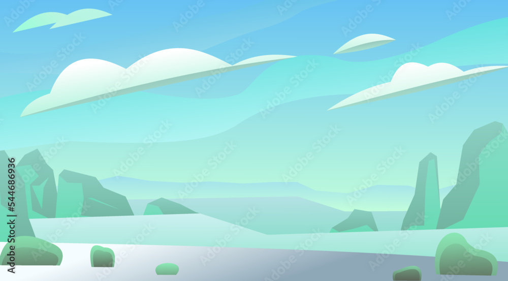 Arctic. Winter landscape. Harsh cold nature. Snow and ice frost. Cartoon fun style. Flat design. Vector