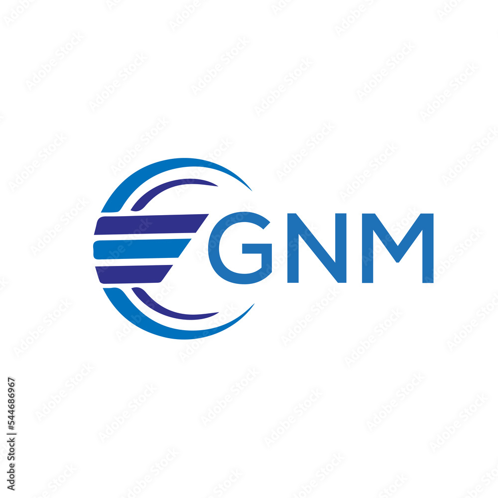 GNM letter logo. GNM blue image on white background. GNM vector logo ...
