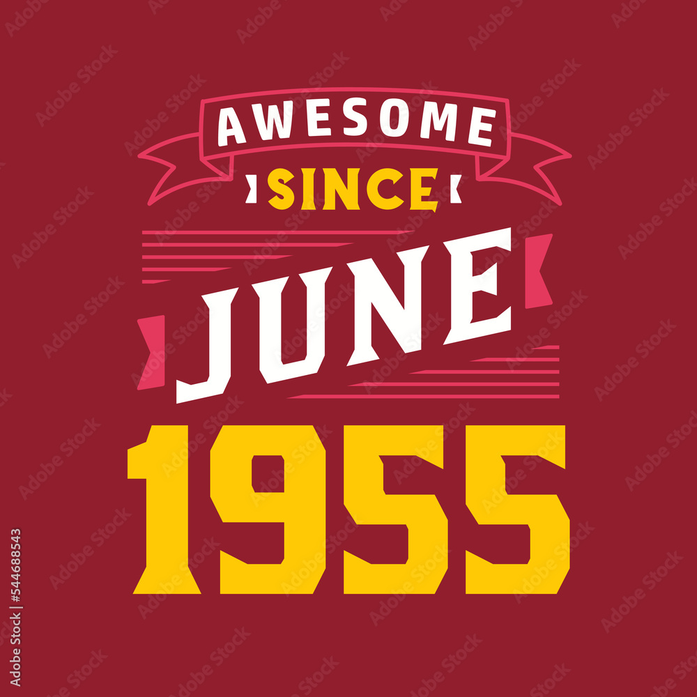Awesome Since June 1955. Born in June 1955 Retro Vintage Birthday