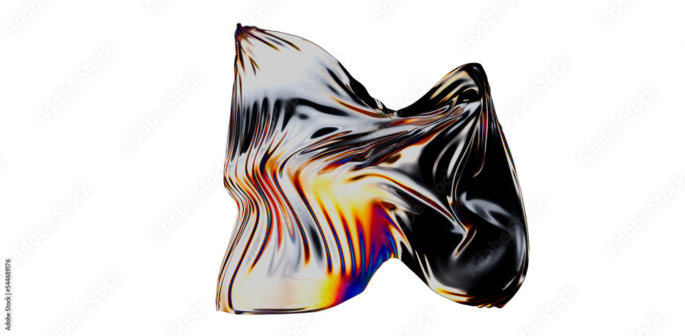 Obraz premium Fluid design twisted shapes holographic 3D abstract background iridescent wallpaper