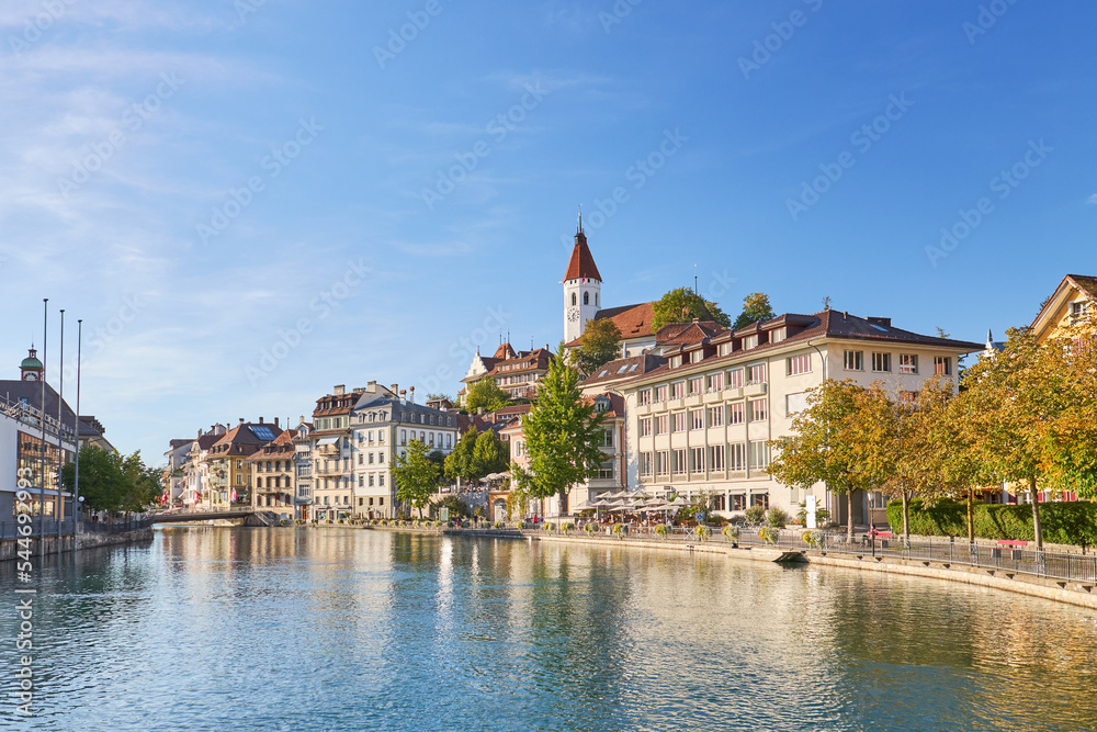 Sunny day in the town of Thun in Switzerland.