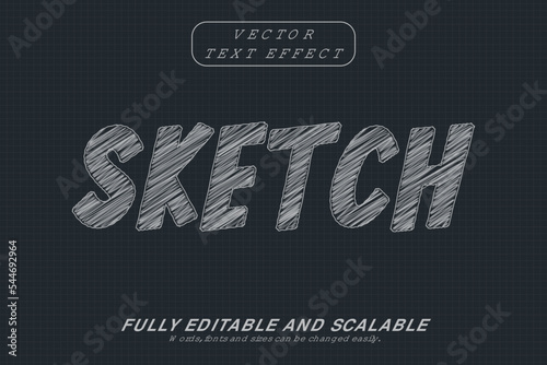 Text effect writing sketch style, fully editable