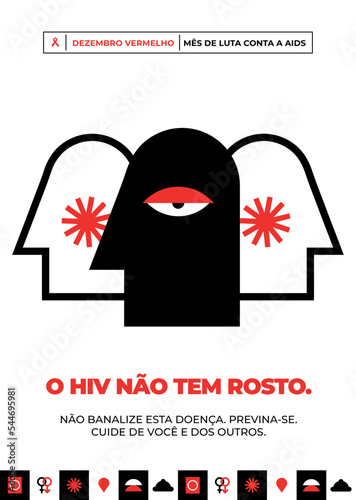 Red December poster Fight against AIDS geometric and bold