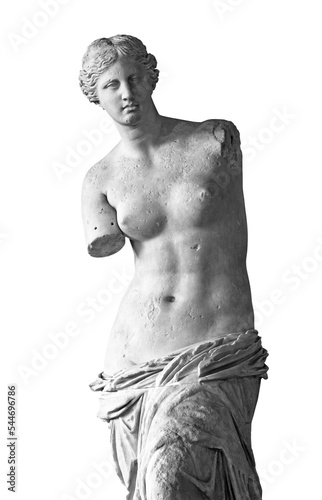 Venus de Milo antique Greek sculpture close up isolated