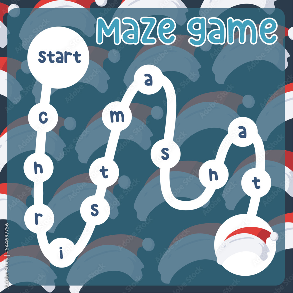 Maze game tracing the word orderly. Printable Christmas theme maze game ...