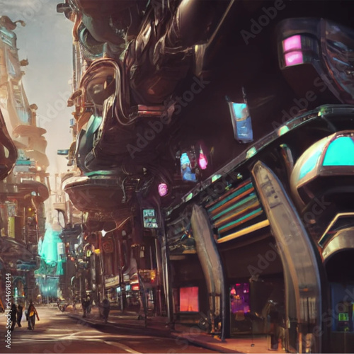Futuristic Alien City Street - Scifi