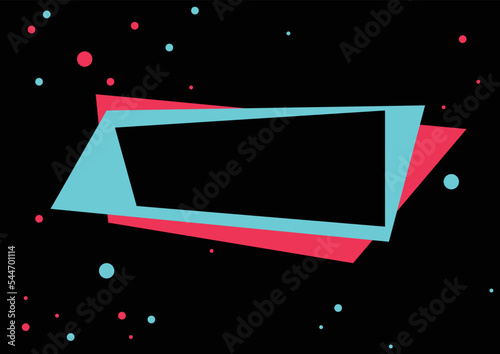 Abstract TikTok background. Vector illustration. Abstract background. Futuristic blue red vector black background. Handdrawn contrast color border digital dynamic elegant. TikTok, tik tok