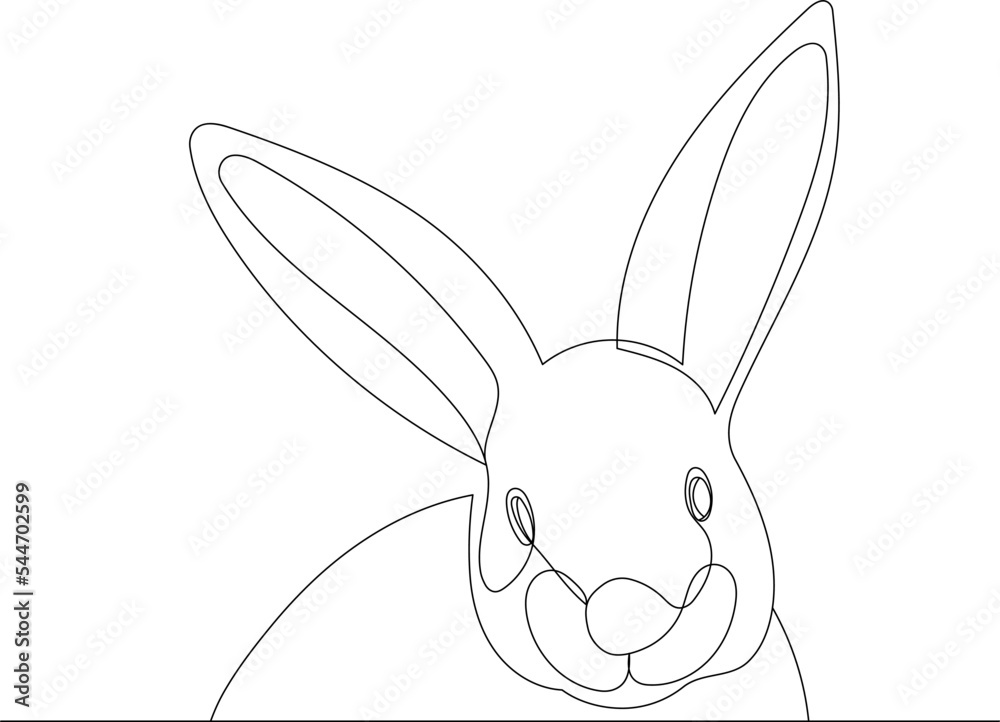 rabbit peeking out continuous line drawing, vector rabbit peeking out continuous line drawing, vector