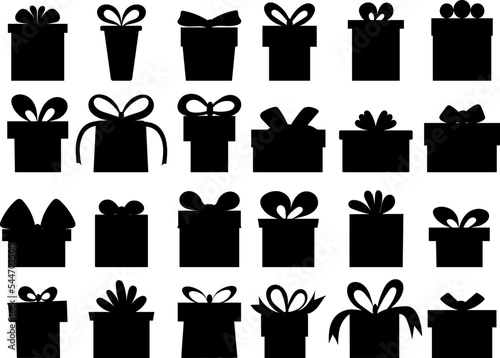 silhouette set of gifts isolated